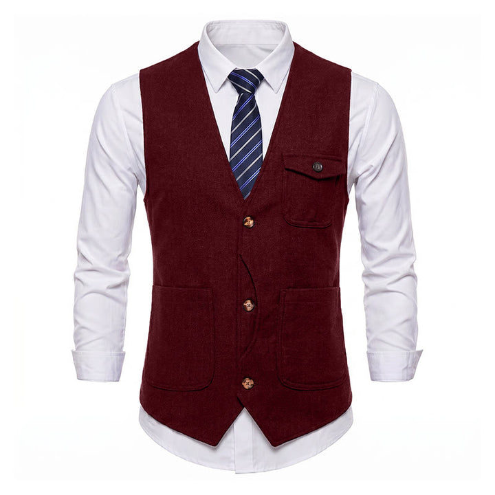 Men's American Vintage Herringbone Wrinkle Resistant Suit Vest - image 25