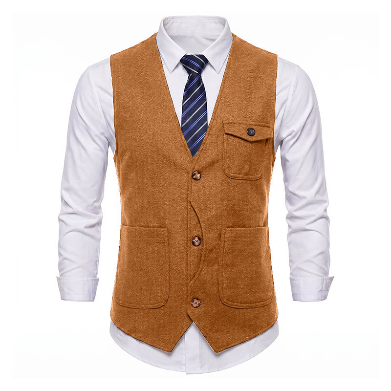 Men's American Vintage Herringbone Wrinkle Resistant Suit Vest - image 30