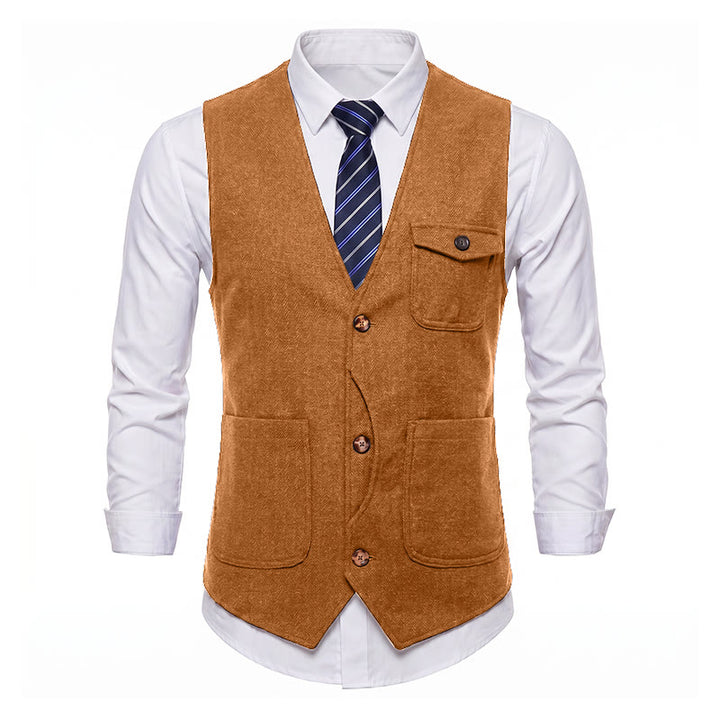 Men's American Vintage Herringbone Wrinkle Resistant Suit Vest - image 30