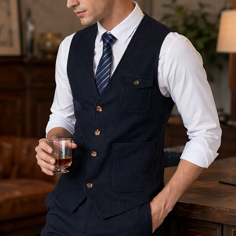 Men's American Vintage Herringbone Wrinkle Resistant Suit Vest - image 0