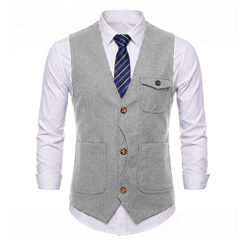 Men's American Vintage Herringbone Wrinkle Resistant Suit Vest - image 28