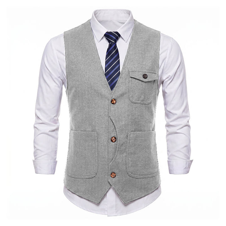 Men's American Vintage Herringbone Wrinkle Resistant Suit Vest - image 28