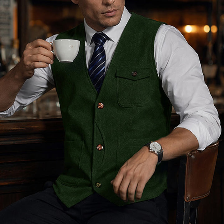 Men's American Vintage Herringbone Wrinkle Resistant Suit Vest - Green - 3XL - image 11