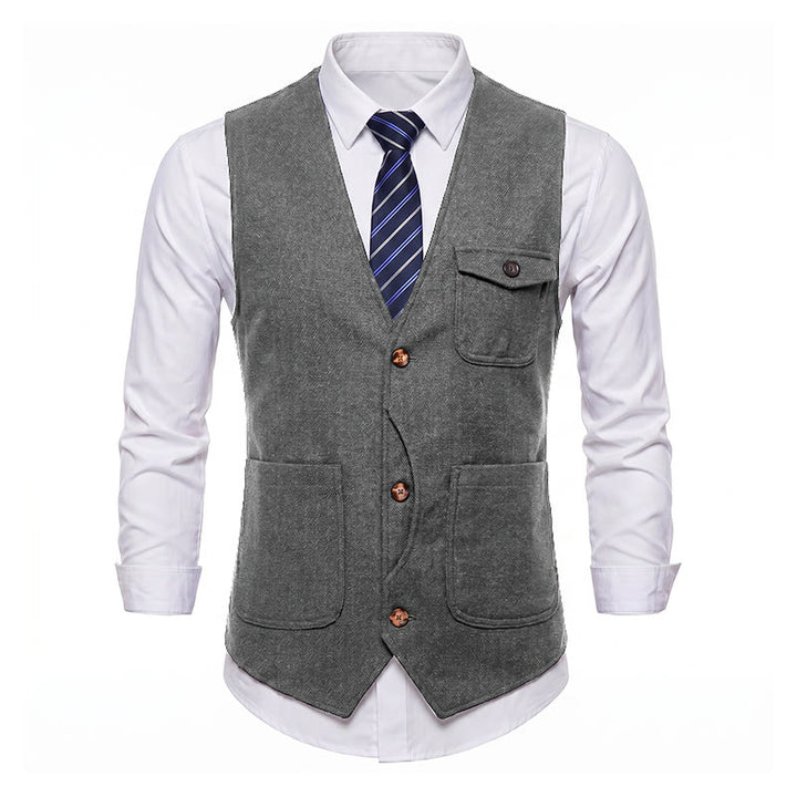 Men's American Vintage Herringbone Wrinkle Resistant Suit Vest - image 27