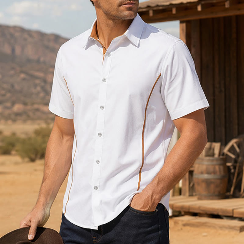 Men's Trendy Two-Tone Contrast Trim Cotton Shirt - image 5