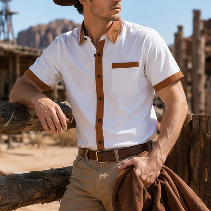 Men's Summer Bodybuilder Style Contrast Orange Trim Shirt - White - 2XL - image 11