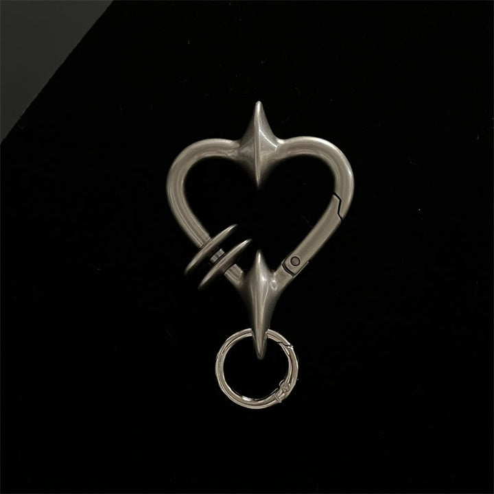 Gothic Abstract Form Metal Camping Keychain Collection - Antique Silver Heart - image 7