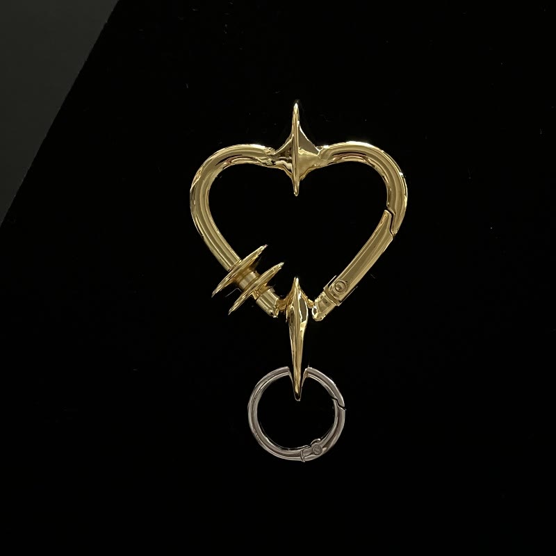 Gothic Abstract Form Metal Camping Keychain Collection - Gold Heart - image 9