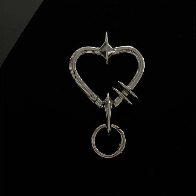 Gothic Abstract Form Metal Camping Keychain Collection - Silver Heart - image 8