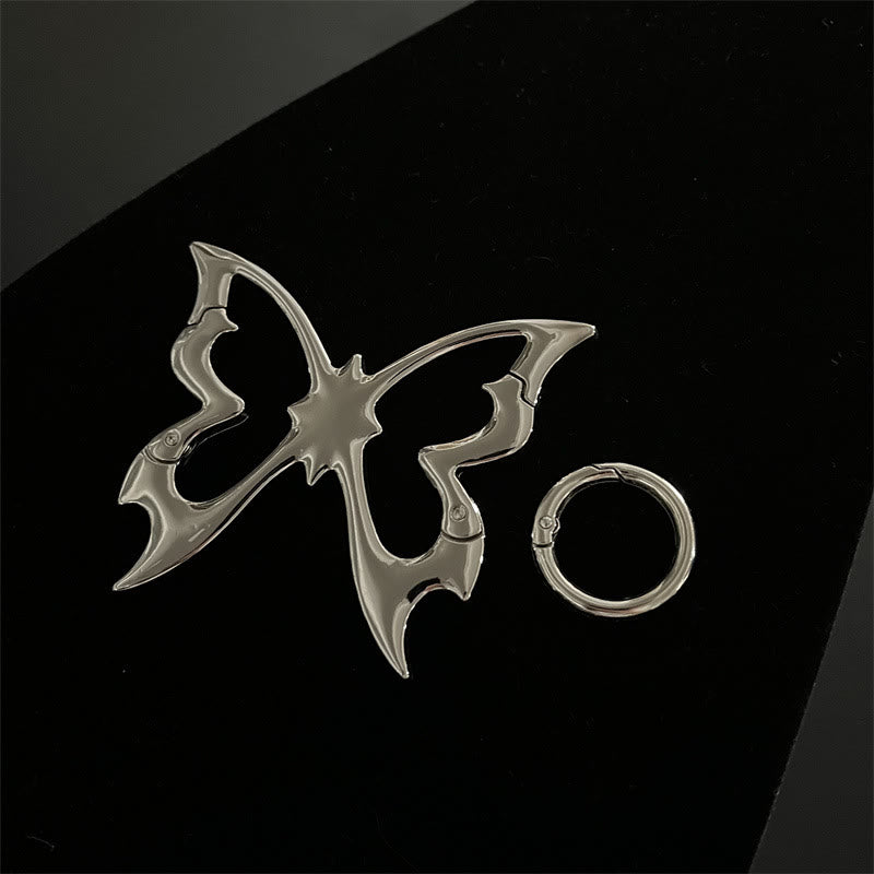 Gothic Abstract Form Metal Camping Keychain Collection - Antique Silver Butterfly - image 3