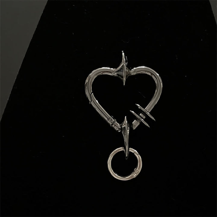 Gothic Abstract Form Metal Camping Keychain Collection - Gray Heart - image 10