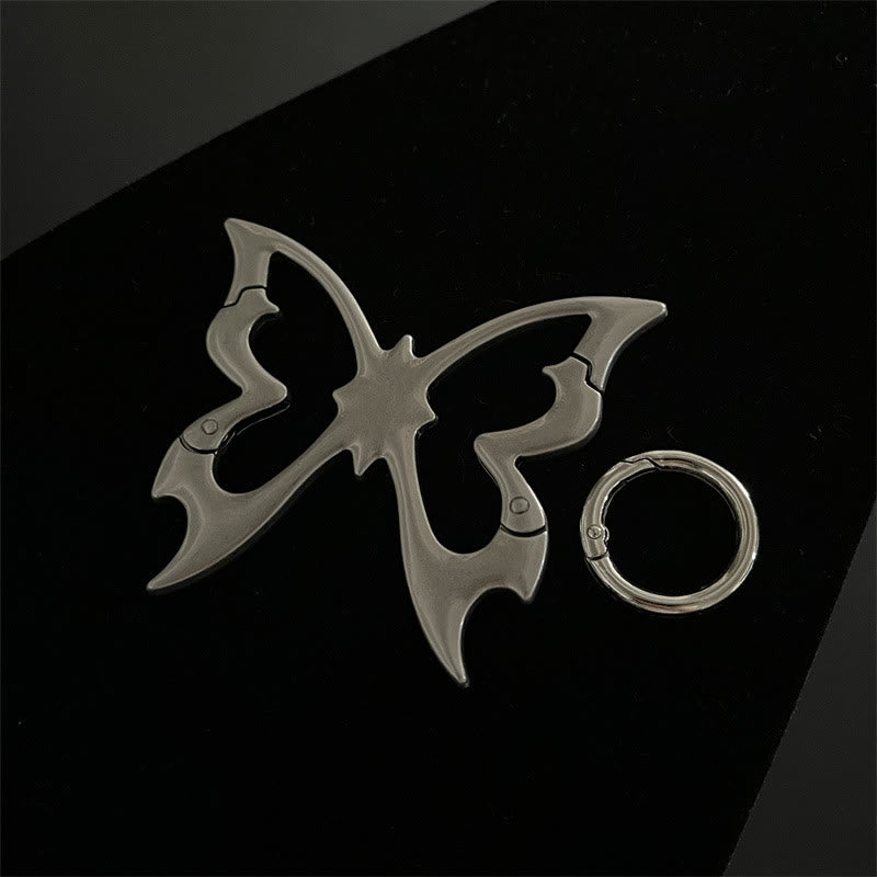Gothic Abstract Form Metal Camping Keychain Collection - Silver Butterfly - image 4