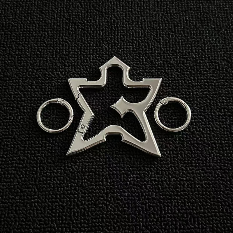Gothic Abstract Form Metal Camping Keychain Collection - Silver Star - image 0