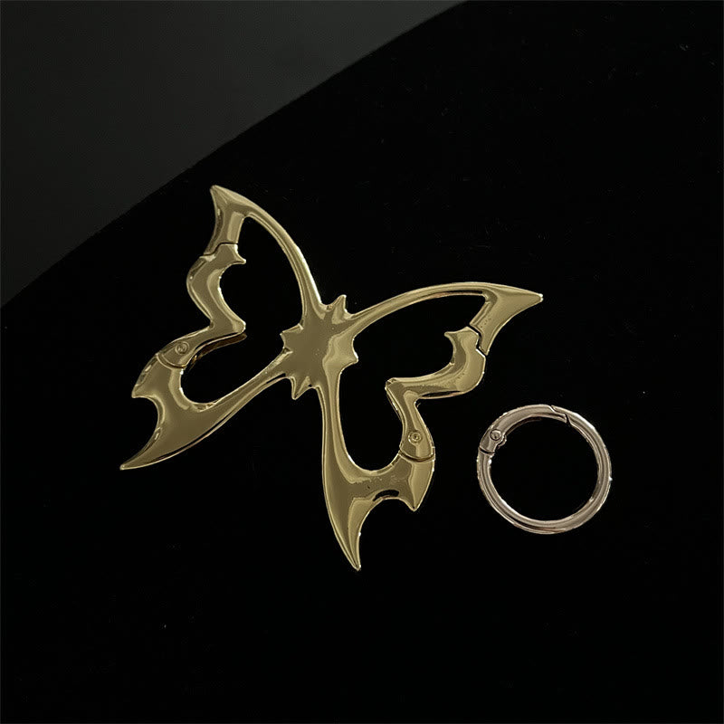 Gothic Abstract Form Metal Camping Keychain Collection - Gold Butterfly - image 5