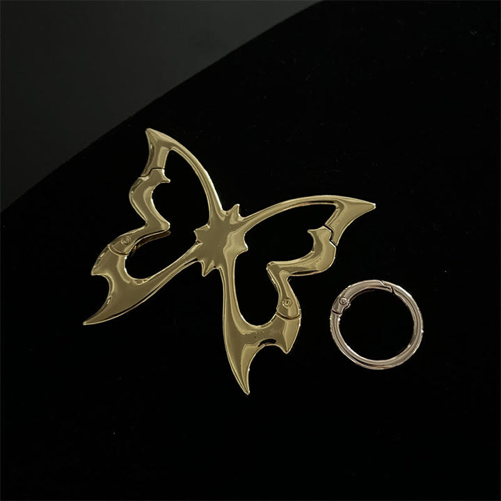 Gothic Abstract Form Metal Camping Keychain Collection - Gold Butterfly - image 5