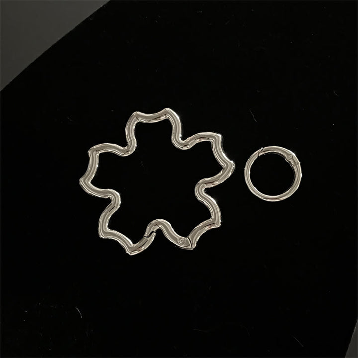 Gothic Abstract Form Metal Camping Keychain Collection - Silver Flower - image 11