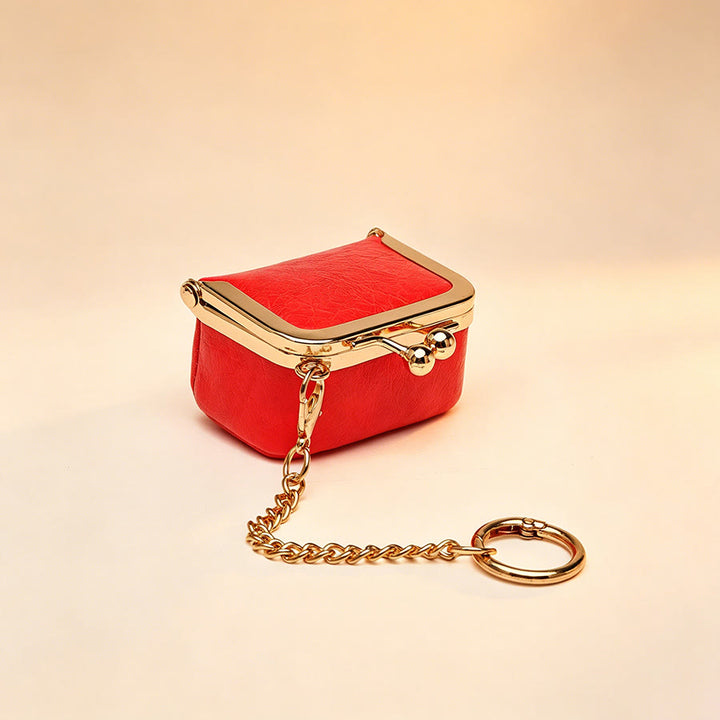 Mini Kiss Frame Bag Charm Small Coin Purse Keychain - Red - image 10