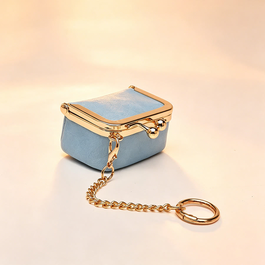 Mini Kiss Frame Bag Charm Small Coin Purse Keychain - Blue - image 11