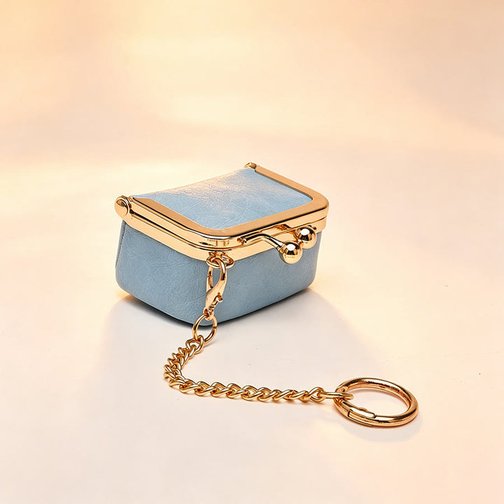 Mini Kiss Frame Bag Charm Small Coin Purse Keychain - Blue - image 11