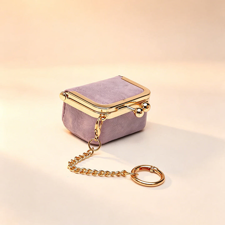 Mini Kiss Frame Bag Charm Small Coin Purse Keychain - Violet - image 12
