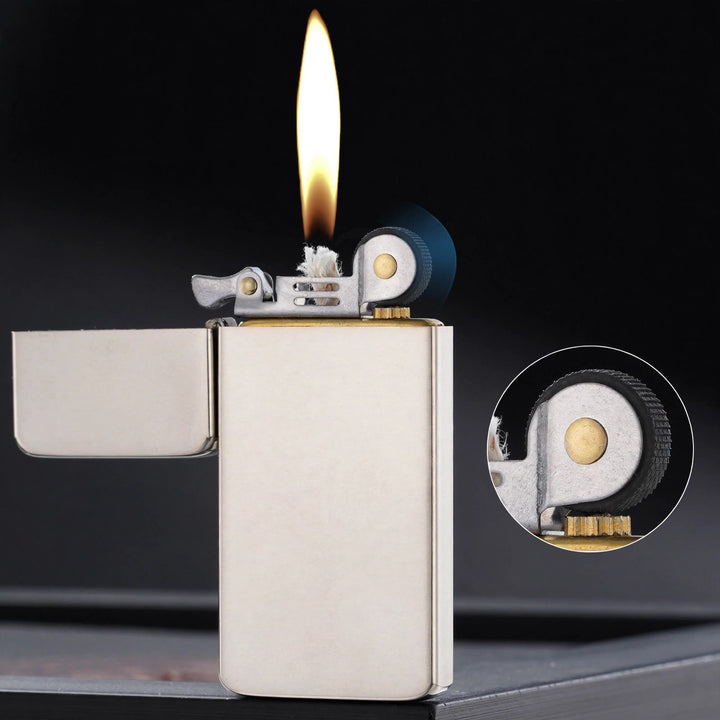 Minimalist Ultra-Slim Classic Flip Kerosene Lighter - Silver - image 0