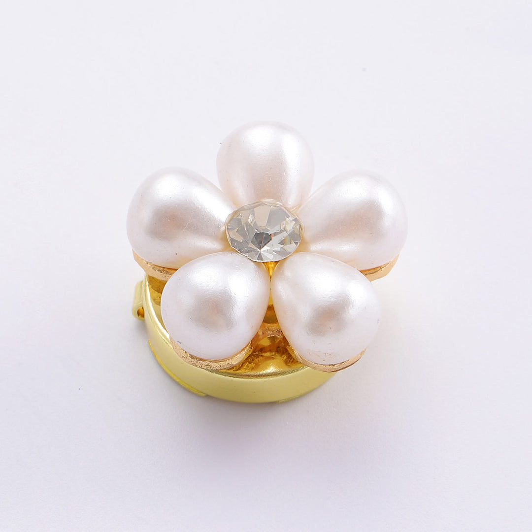 1 Pair Elegant Pearl Daisy Snap-On Shirt Button Covers - image 2
