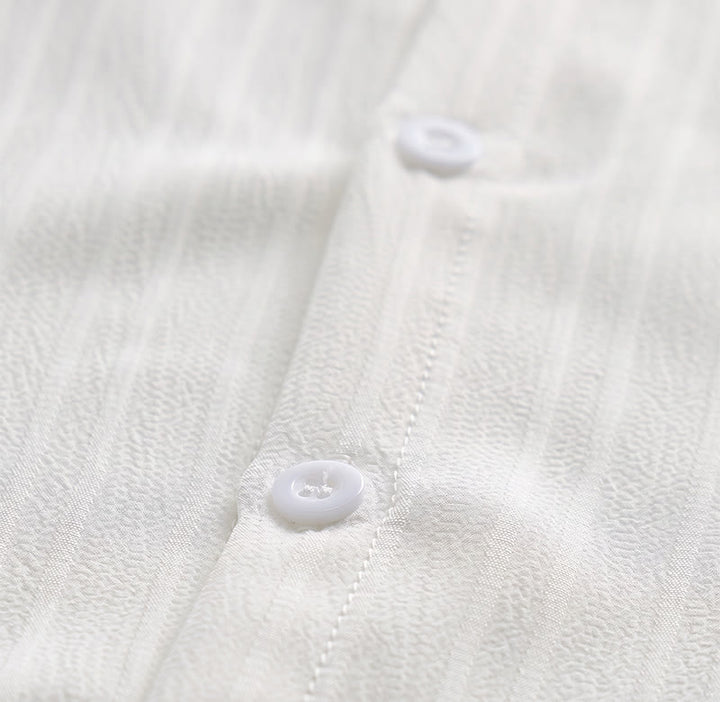 Men's Cotton Linen Striped Jacquard Casual Shirt - image 21