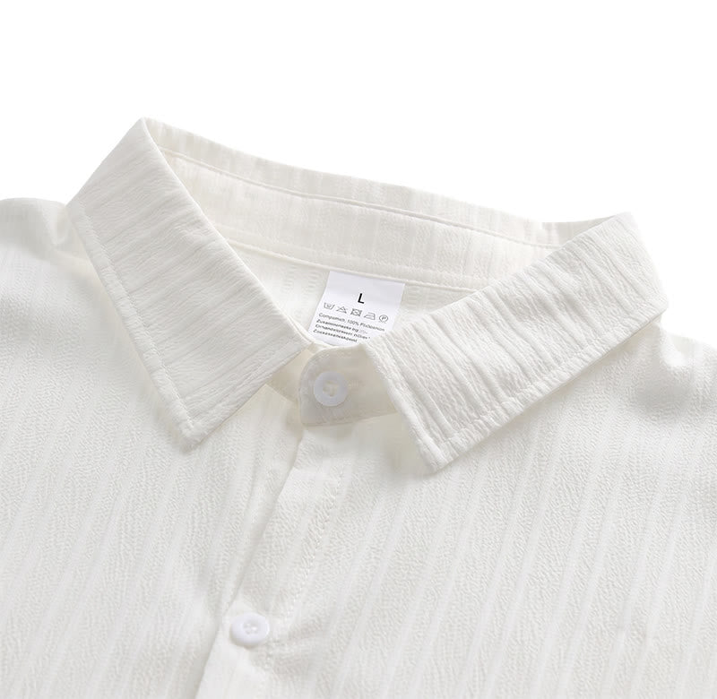 Men's Cotton Linen Striped Jacquard Casual Shirt - image 20
