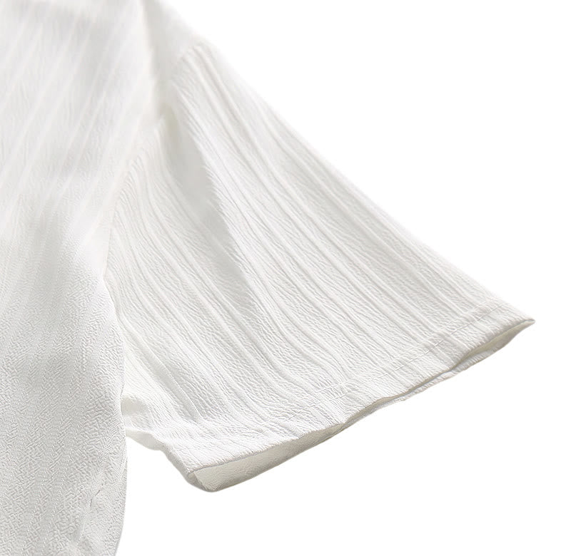 Men's Cotton Linen Striped Jacquard Casual Shirt - image 22