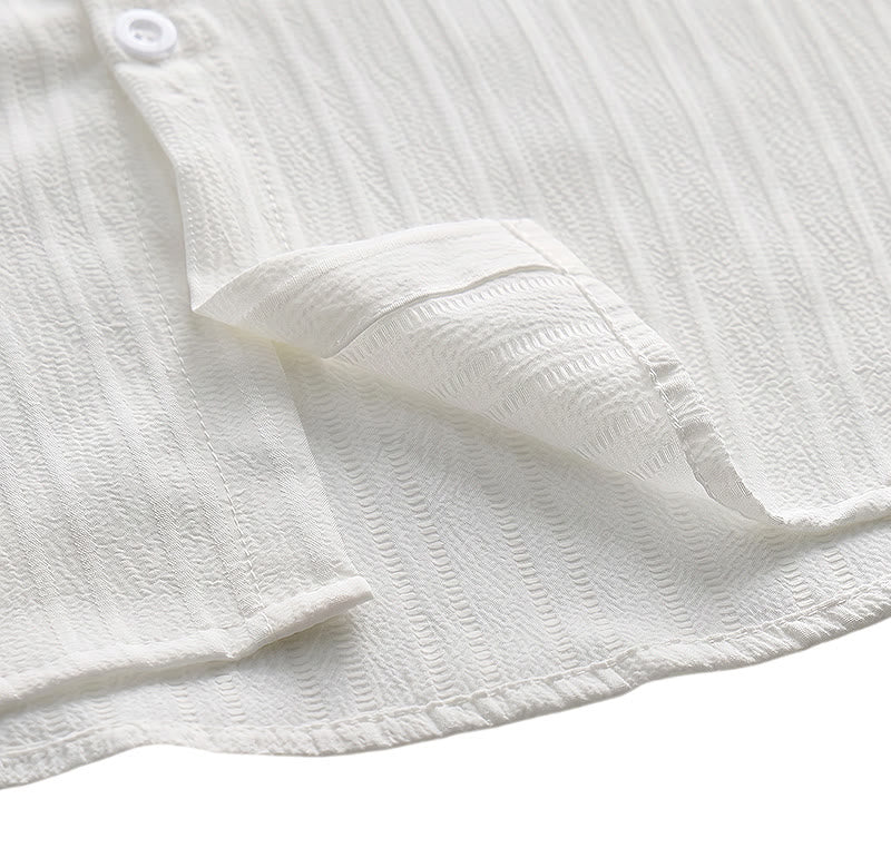 Men's Cotton Linen Striped Jacquard Casual Shirt - image 24