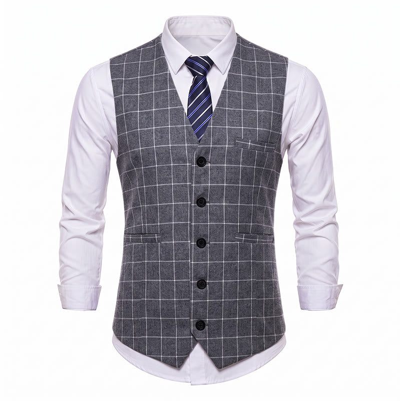 Men's Classic Grid Formal Business Casual Suit Vest - image 9