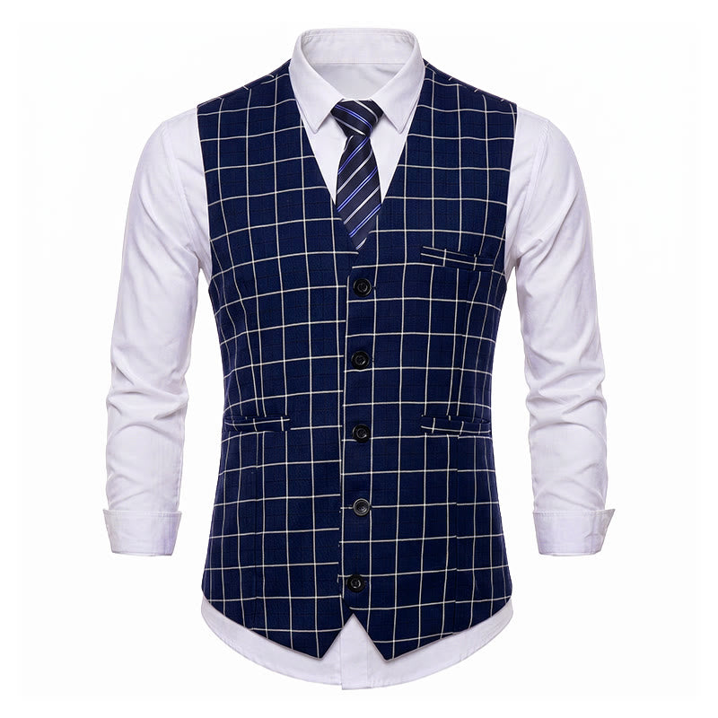 Men's Classic Grid Formal Business Casual Suit Vest - image 7