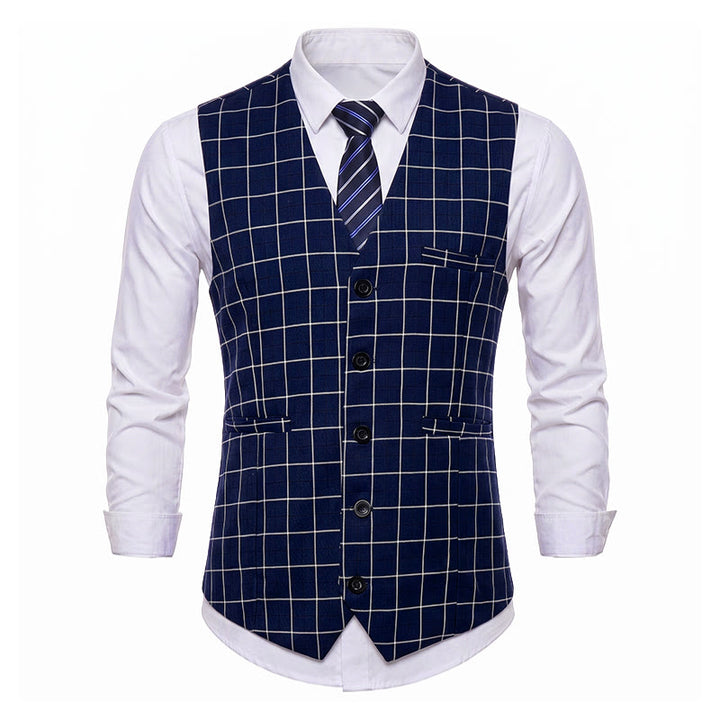 Men's Classic Grid Formal Business Casual Suit Vest - image 7