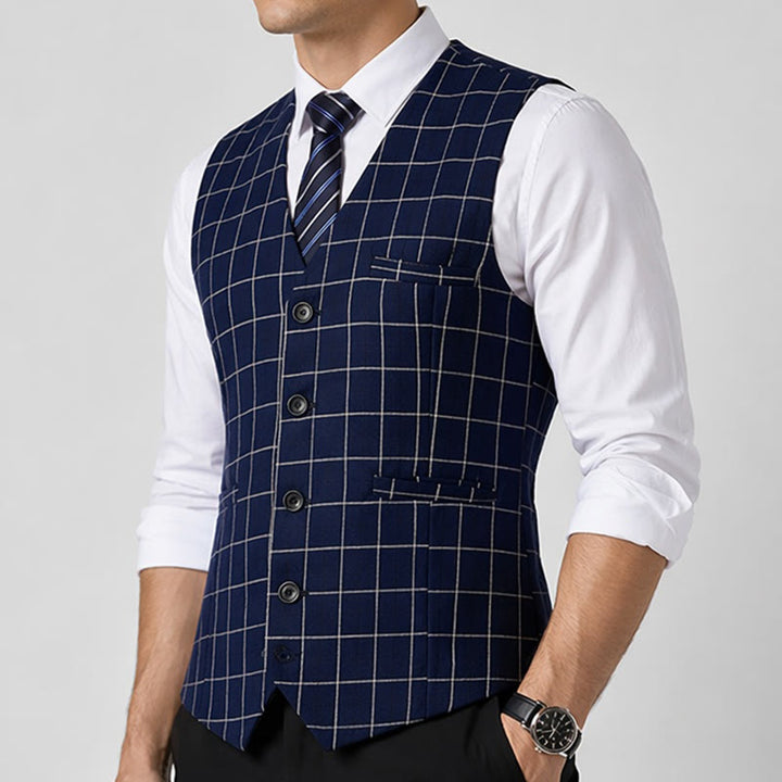 Men's Classic Grid Formal Business Casual Suit Vest - image 2