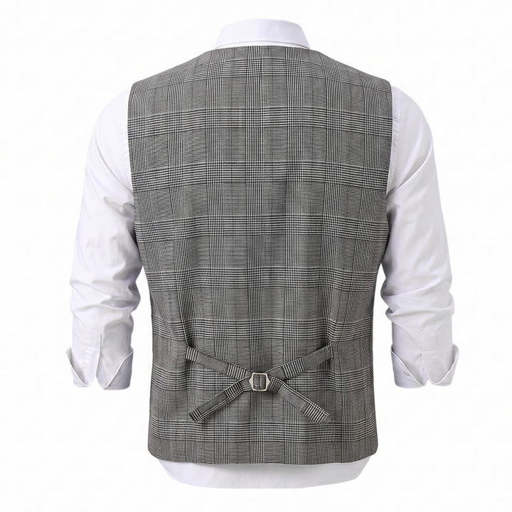 Men's Business Plaid Double Breasted Corduroy Suit Vest - image 7
