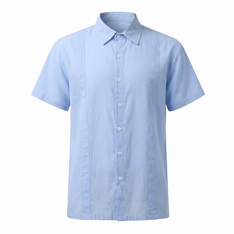 Men's Minimalist Solid Ramie Breathable Summer Casual Cotton Shirt - image 14