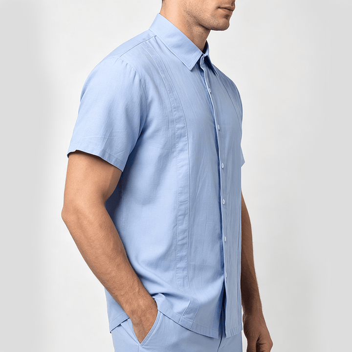 Men's Minimalist Solid Ramie Breathable Summer Casual Cotton Shirt - image 2