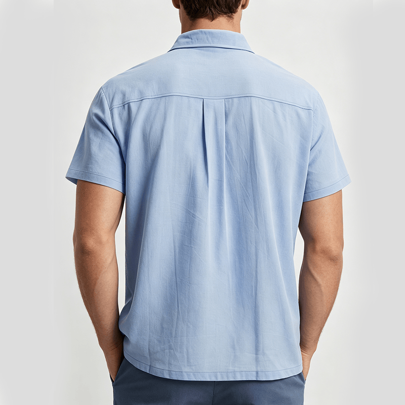 Men's Minimalist Solid Ramie Breathable Summer Casual Cotton Shirt - image 3