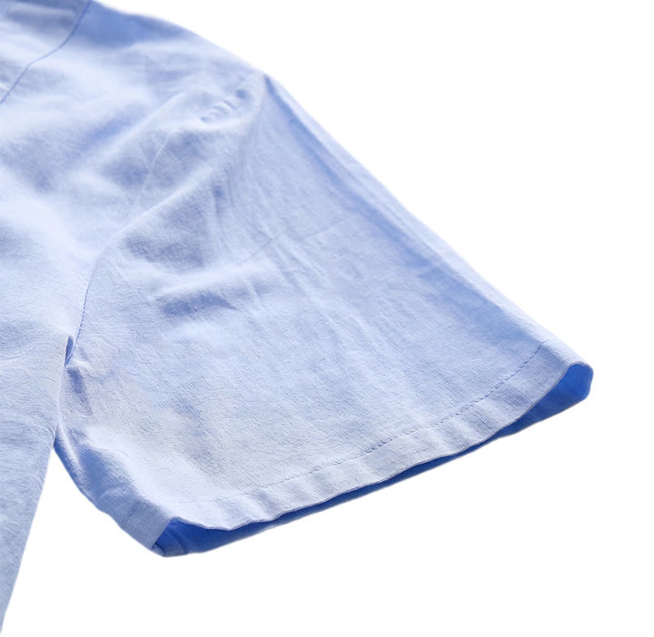 Men's Minimalist Solid Ramie Breathable Summer Casual Cotton Shirt - image 13