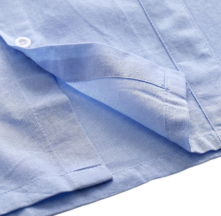Men's Minimalist Solid Ramie Breathable Summer Casual Cotton Shirt - image 12