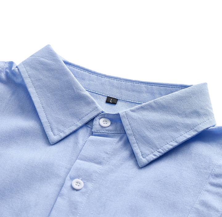 Men's Minimalist Solid Ramie Breathable Summer Casual Cotton Shirt - image 10