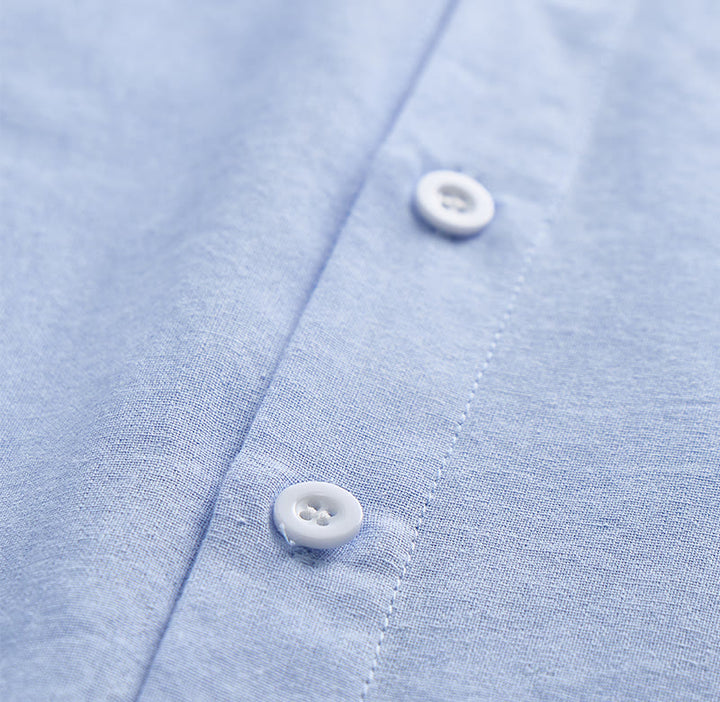 Men's Minimalist Solid Ramie Breathable Summer Casual Cotton Shirt - image 11