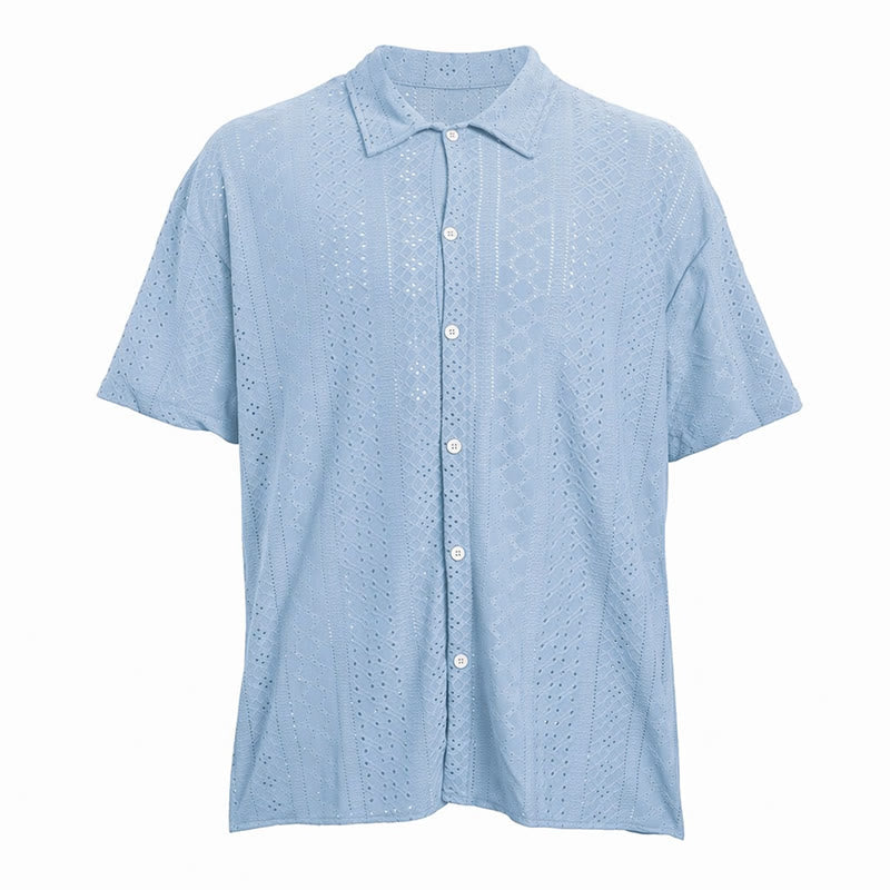Men's Sporty Casual Jacquard Cotton Shirt - image 17