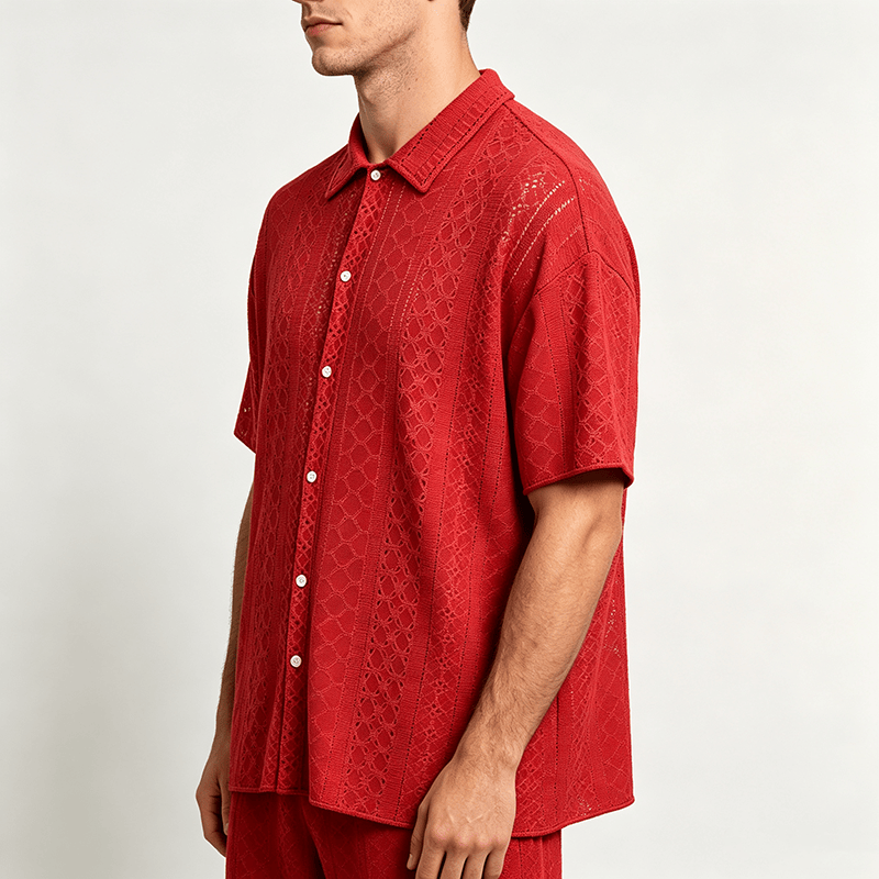 Men's Sporty Casual Jacquard Cotton Shirt - image 2