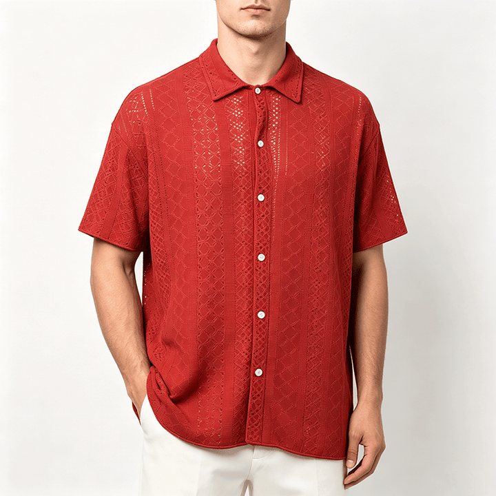 Men's Sporty Casual Jacquard Cotton Shirt - image 1
