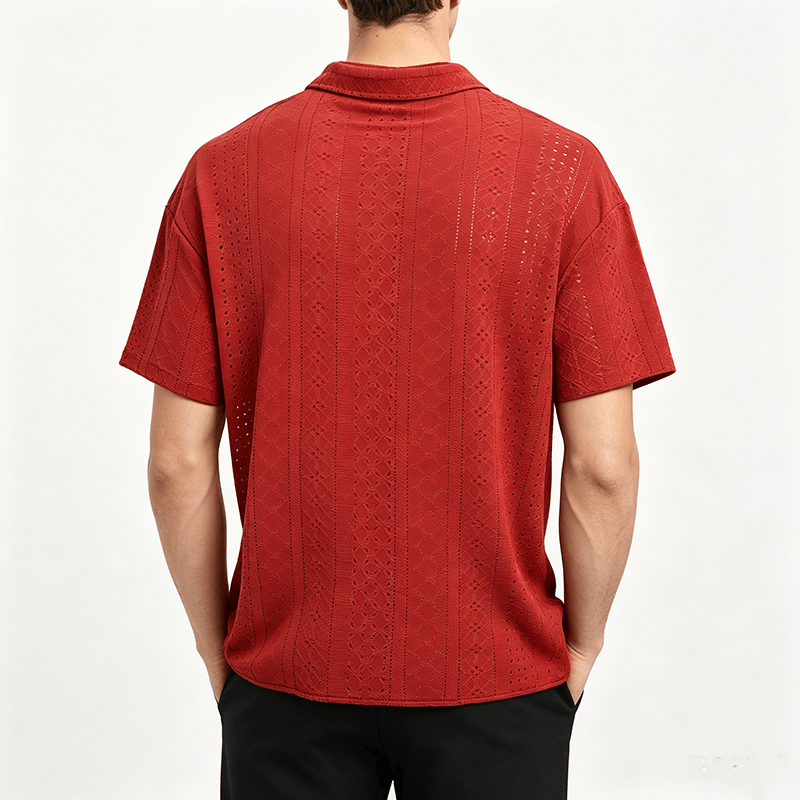 Men's Sporty Casual Jacquard Cotton Shirt - image 3