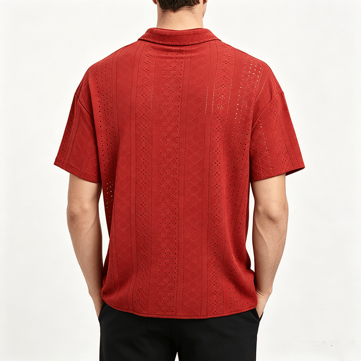 Men's Sporty Casual Jacquard Cotton Shirt - image 3