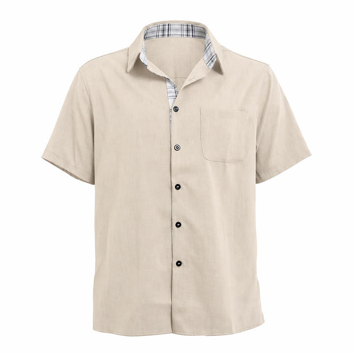 Men's Solid Linen Short Sleeve Button Down Shirt - image 29