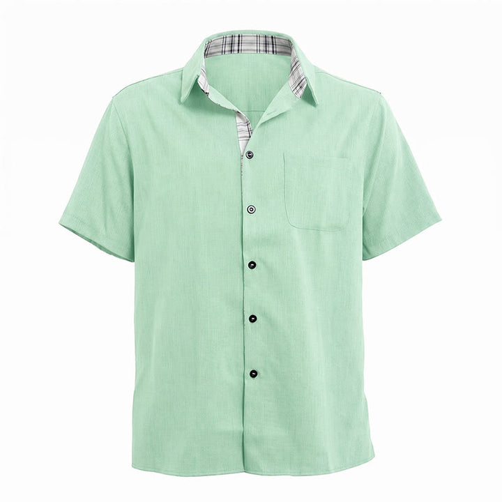 Men's Solid Linen Short Sleeve Button Down Shirt - image 27
