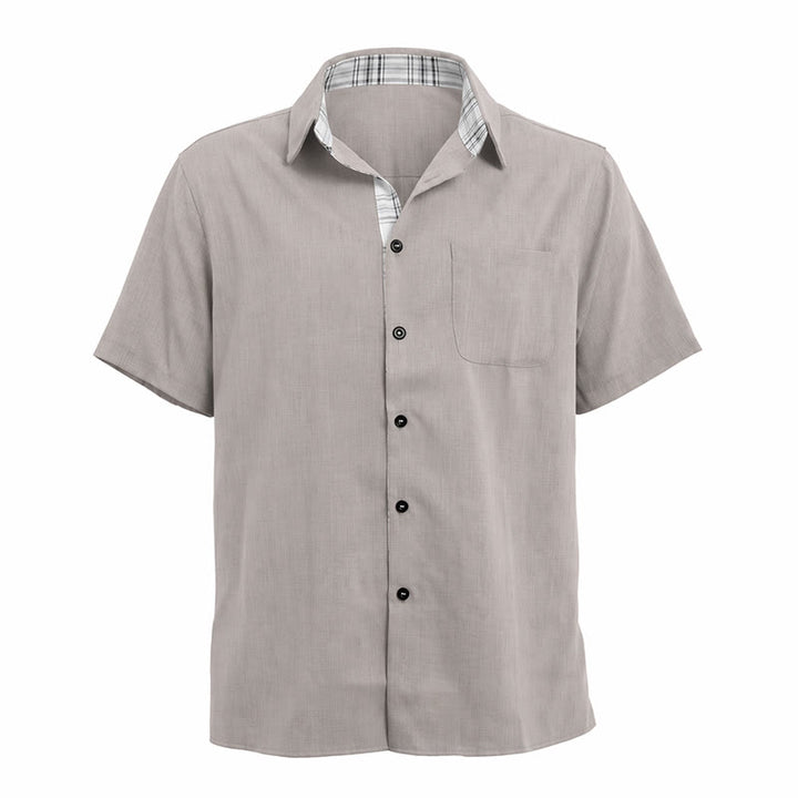 Men's Solid Linen Short Sleeve Button Down Shirt - image 23